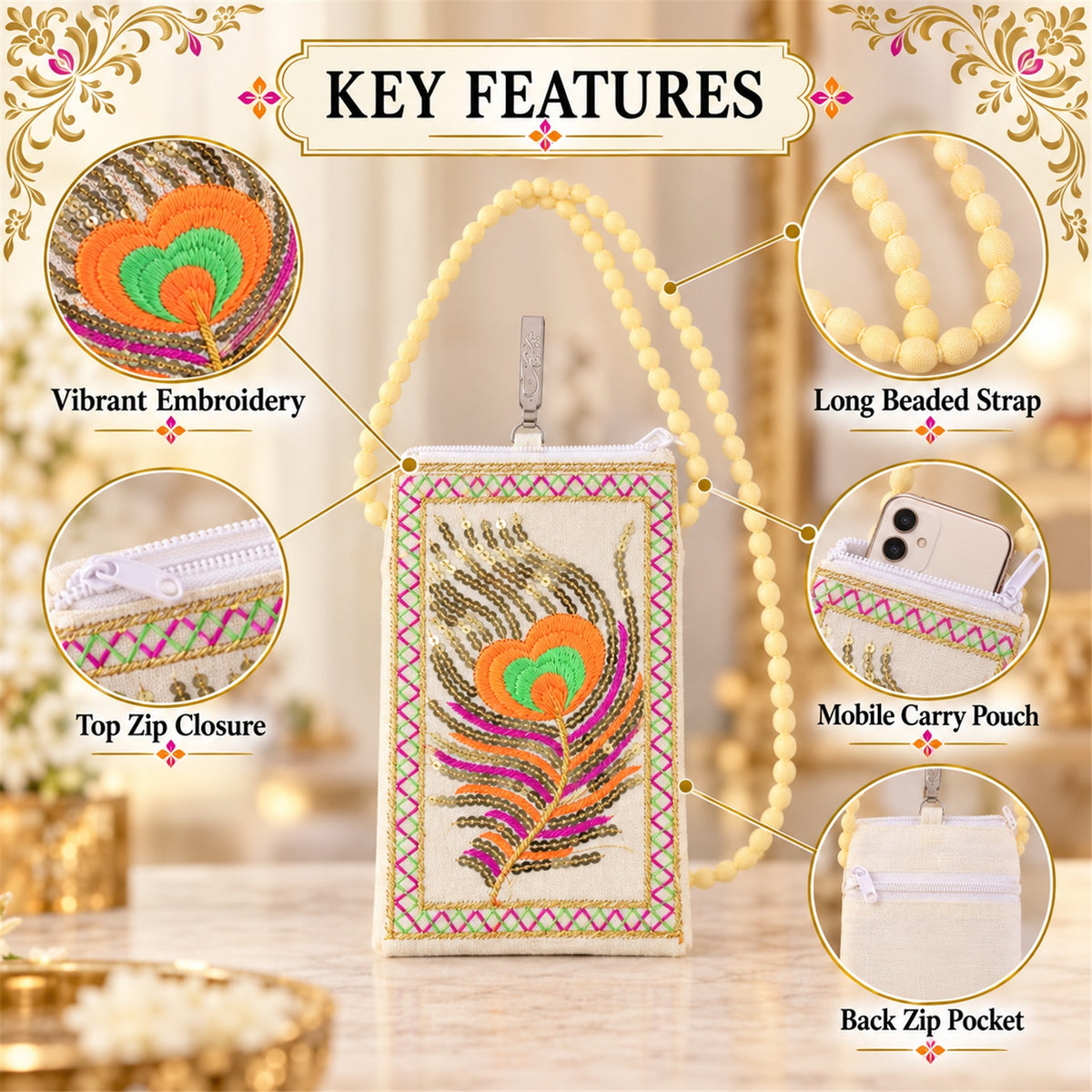 Mobile purse strap detail