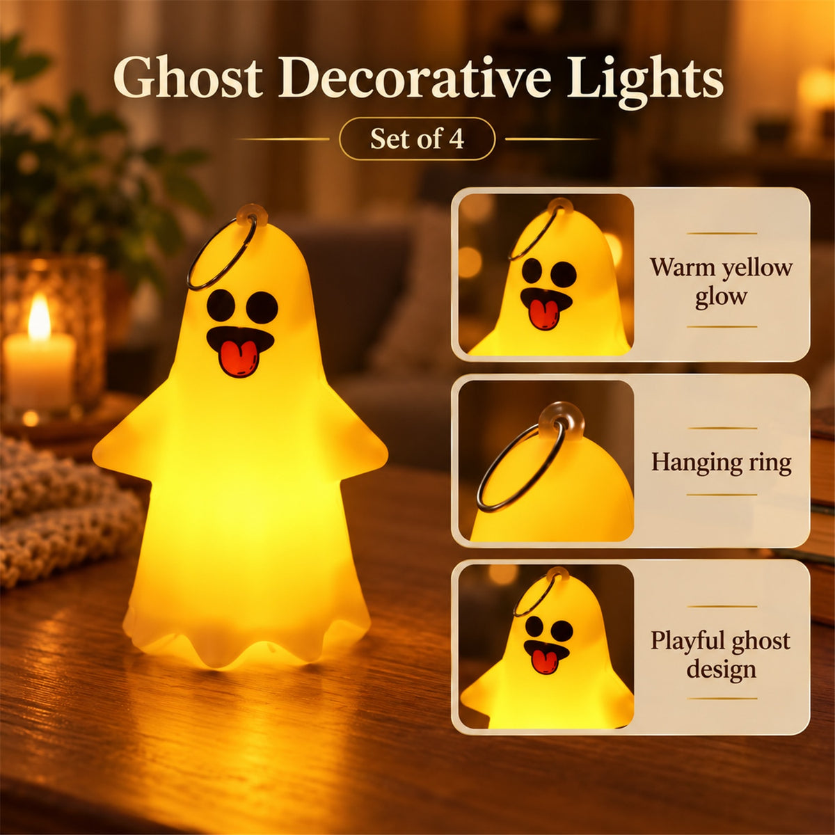 Cute ghost LED night lamps - product view 05