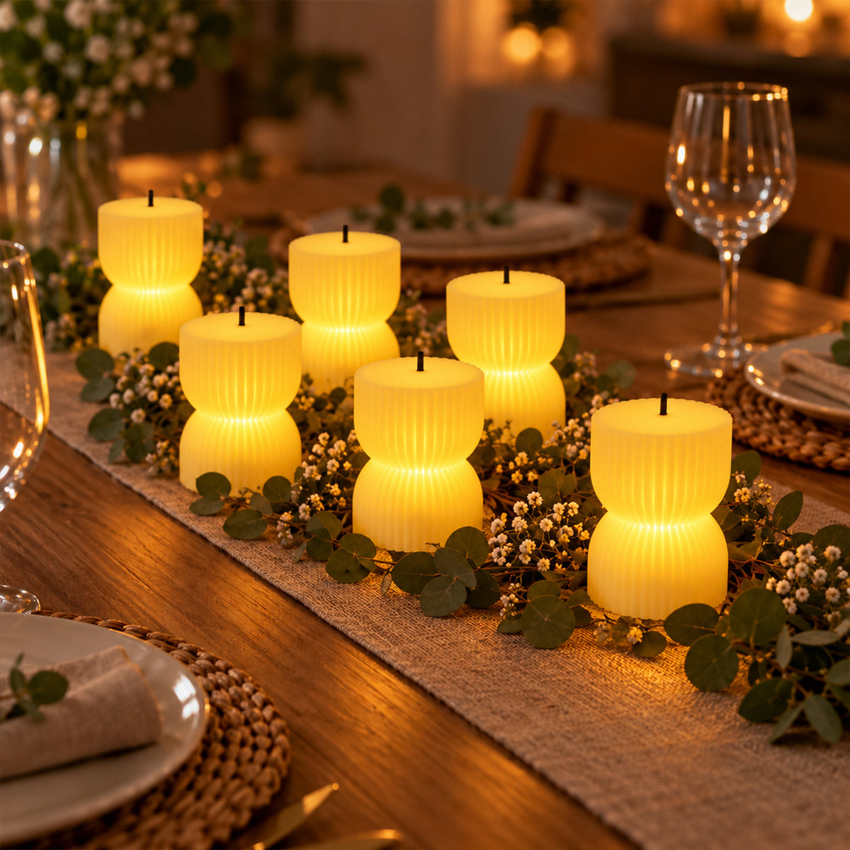 Hourglass ribbed flameless LED candles - product view 03