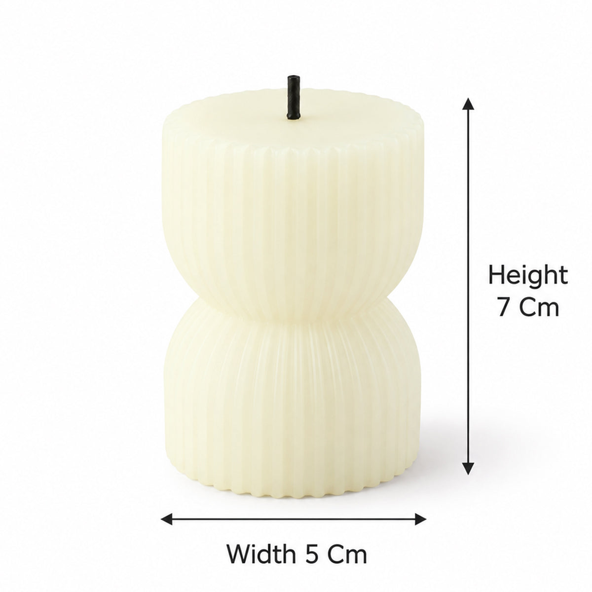 Hourglass ribbed flameless LED candles - dimensions