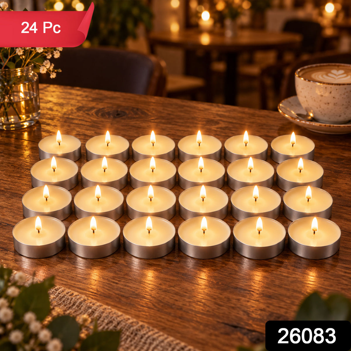 Decorative wax tealight candles - 24 Pc set