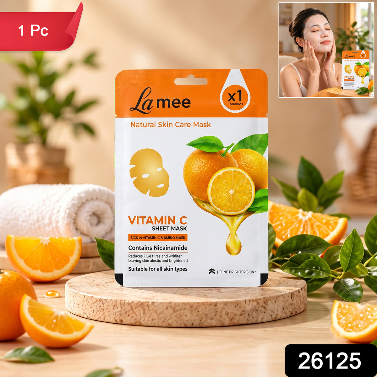 Vitamin C facial sheet mask 1 Pc label