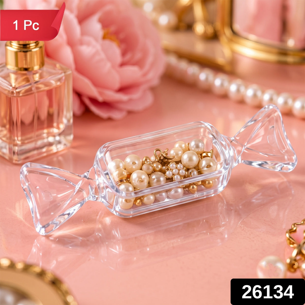 Transparent candy shape jewellery holder 1 Pc label