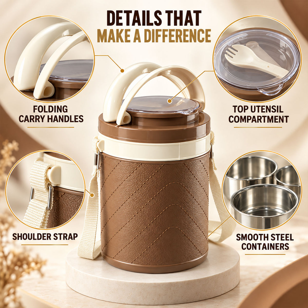 Three layer insulated tiffin box with steel containers 04