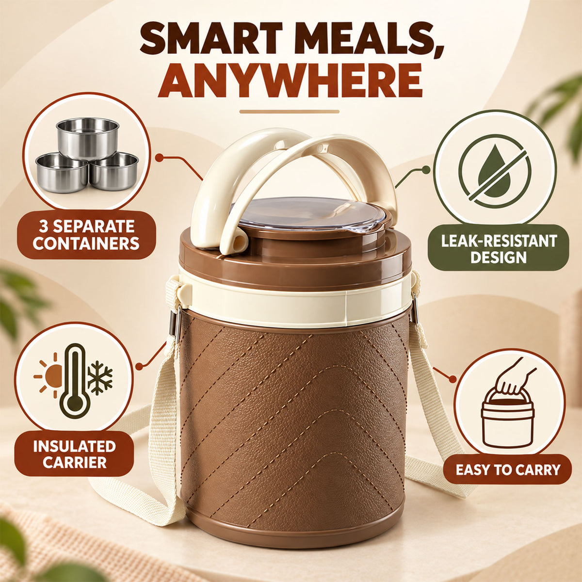 Three layer insulated tiffin box with steel containers 05