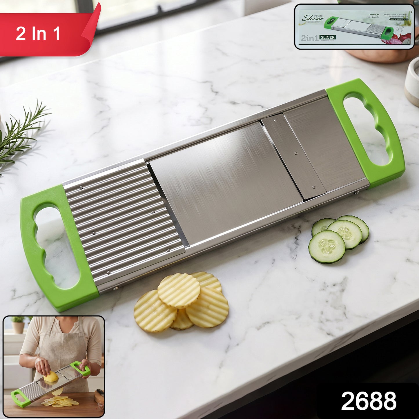 2 in 1 Potato Slicer used in all kinds of household kitchen