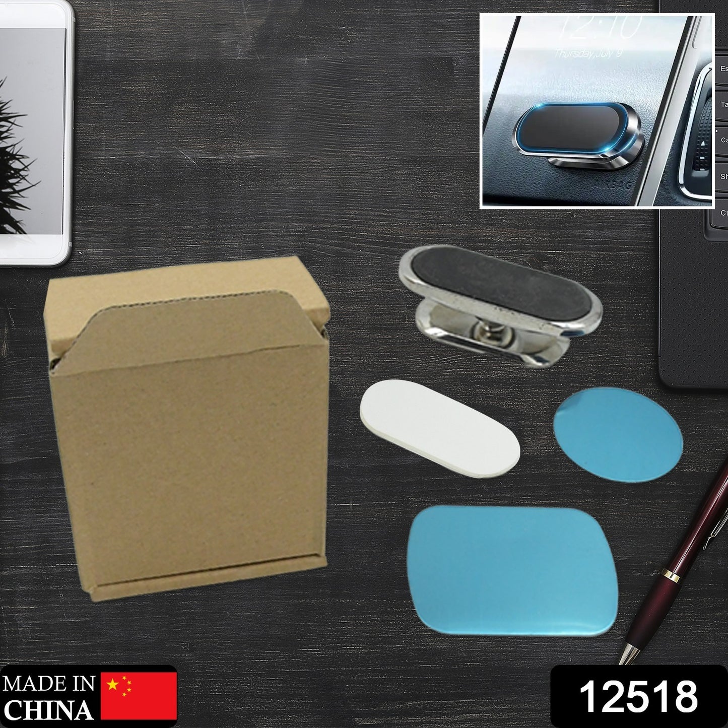 कार के लिए मैग्नेटिक फ़ोन माउंट/होल्डर, सुपर स्ट्रॉन्ग मैग्नेट यूनिवर्सल कार माउंट, कार, डेस्क, ऑफिस, घर और किचन के लिए डैशबोर्ड 360° रोटेशन सभी स्मार्ट फ़ोन के लिए (1 पीस)