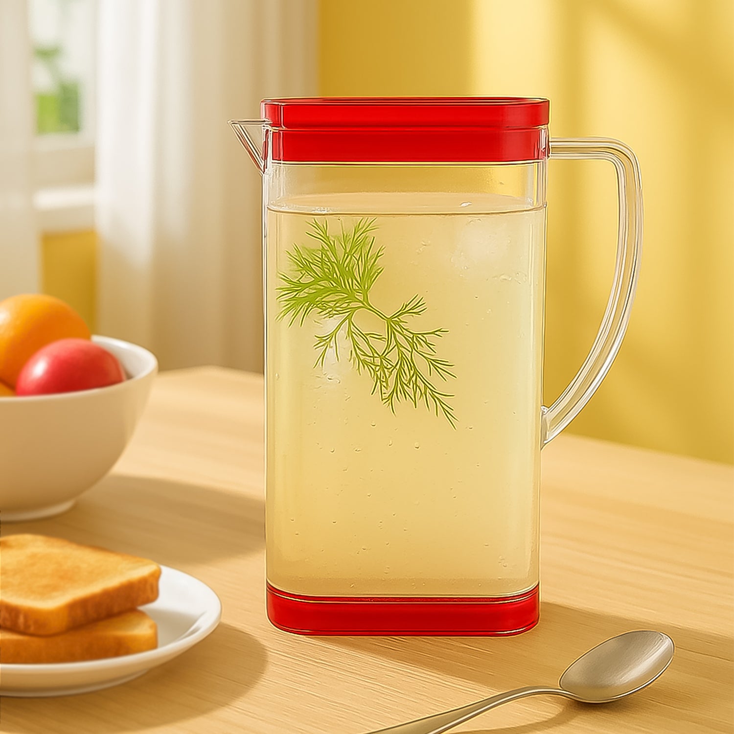 2000Ml Square Jug For Carrying Water And Types Of Juices And Beverages And All.