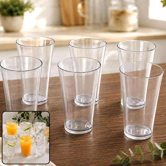 Transparent Plastic Drinking Glasses – Durable Set of 6 | Serve Stellar