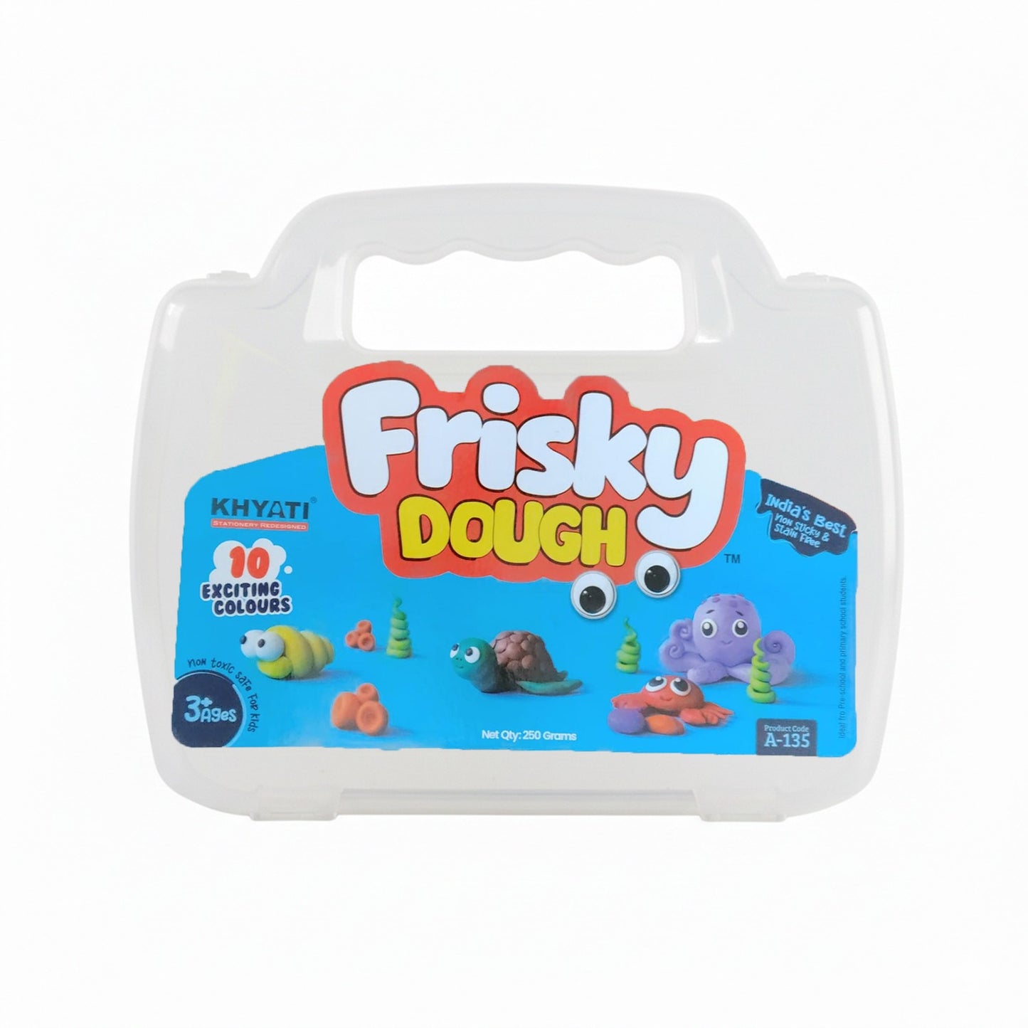 Khyati Frisky Dough 10-Color Set with Tools – Non-Sticky, Stain-Free Modelling Clay