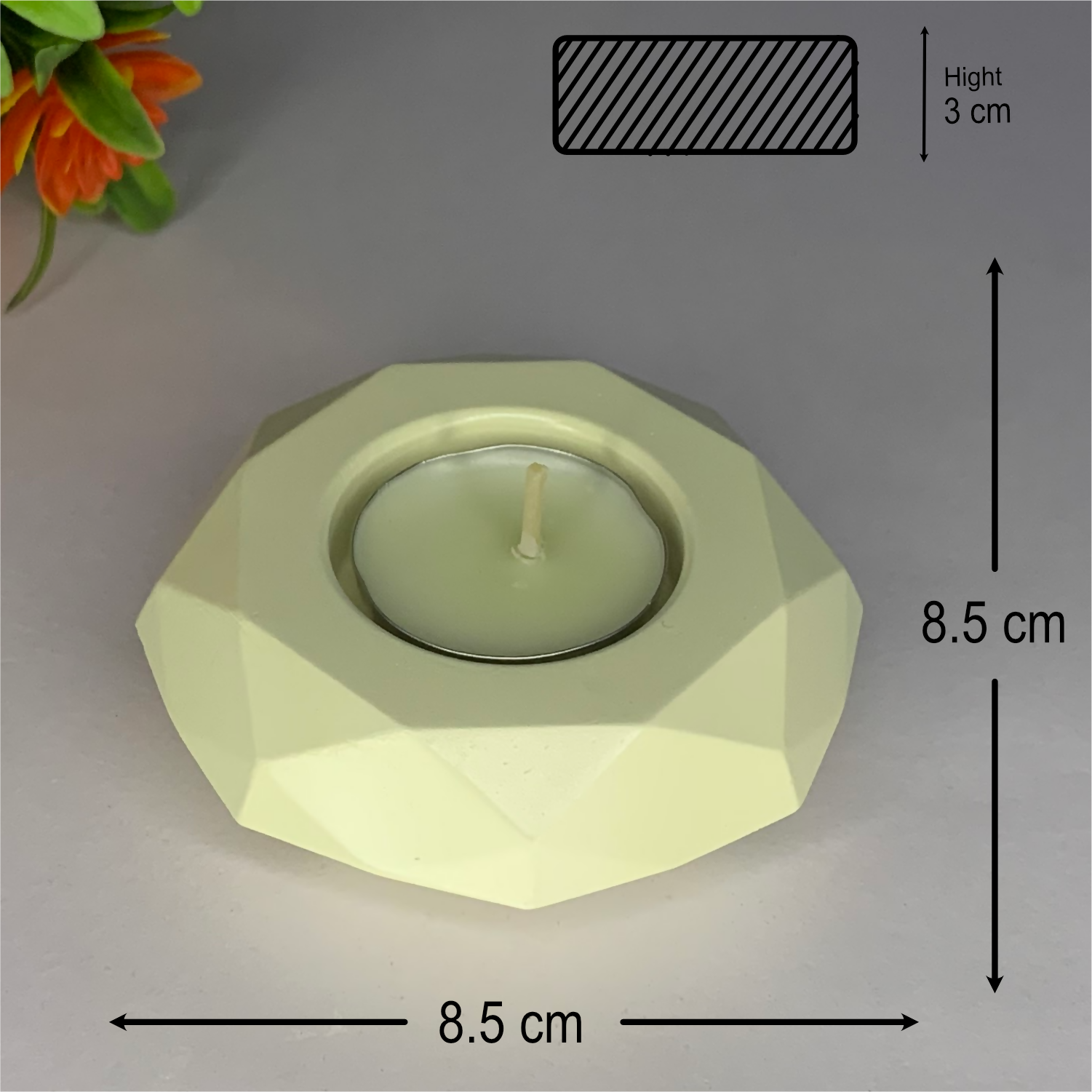 Diamond Diya ivory tealight candle Elegant Home Decor Handmade