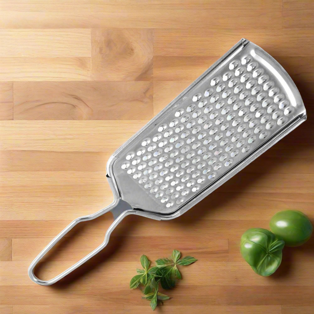 Stainless steel grater detailed view of grating surfaces