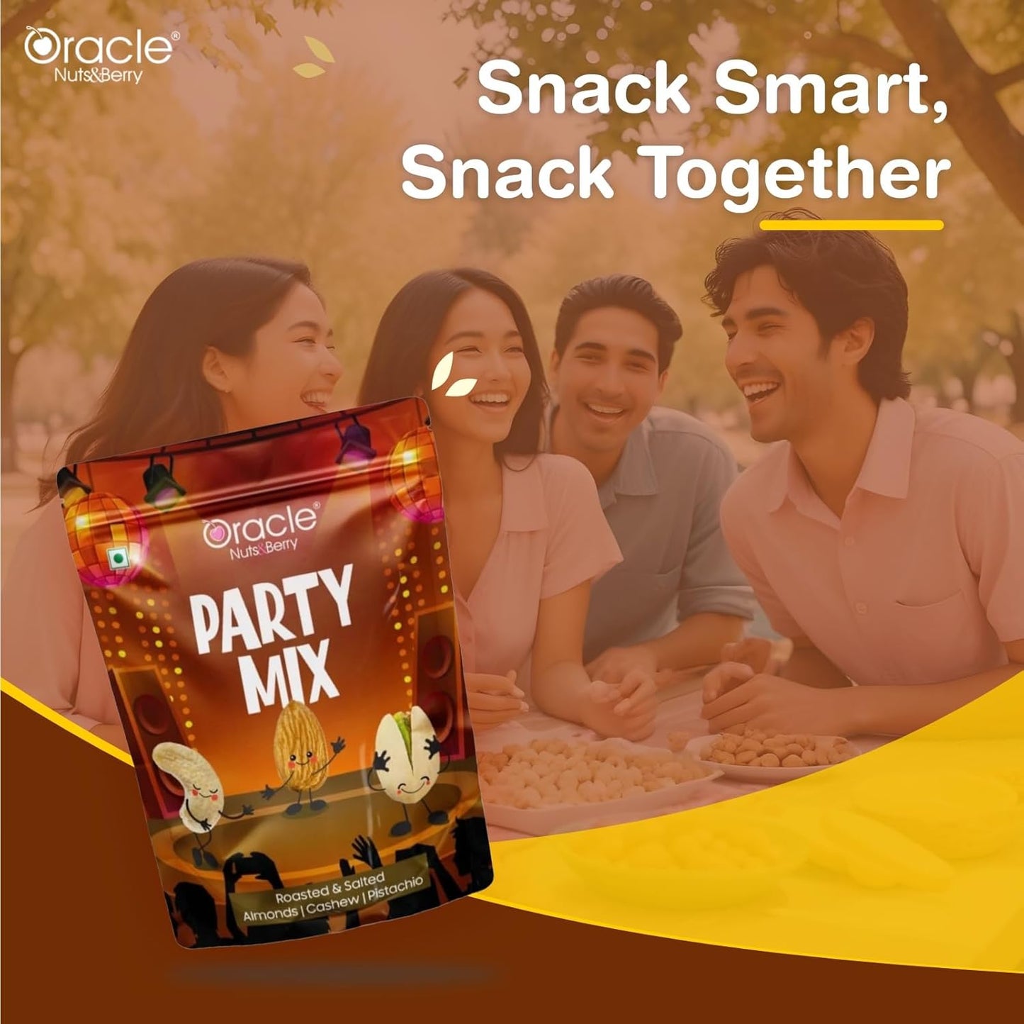 Oracle Party Mix Roasted & Salted Almonds, Cashews & Pistachios Blend Dry Fruits Snack (200gm)
