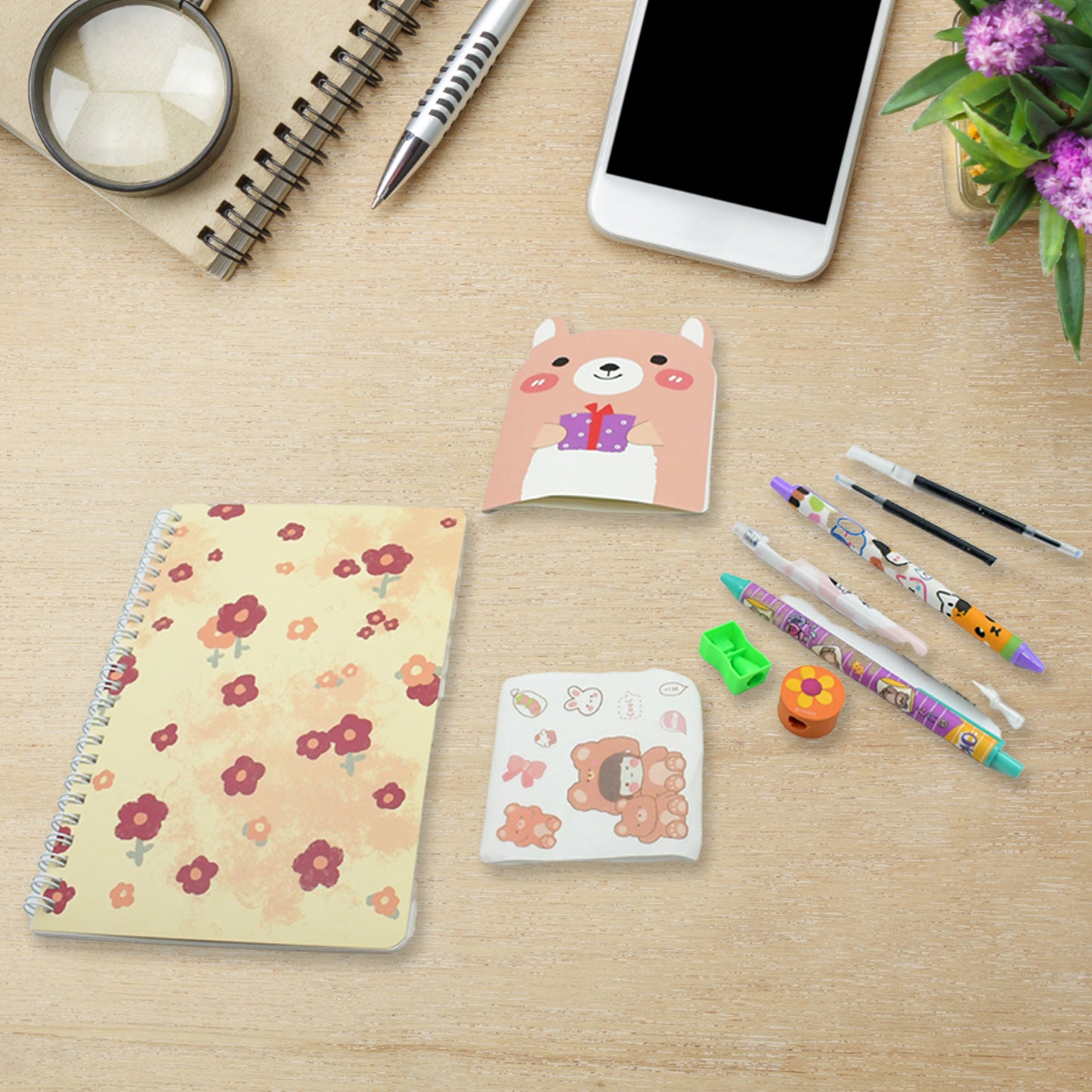 कार्टून स्टेशनरी बॉक्स कार्टून डिज़ाइन स्कूल बॉक्स पुस्तक, डायरी, पेन, इरेज़र, शार्पनर, स्टिकर और पेन रिफिल छात्र उपहार स्कूल बॉक्स (1 बॉक्स)