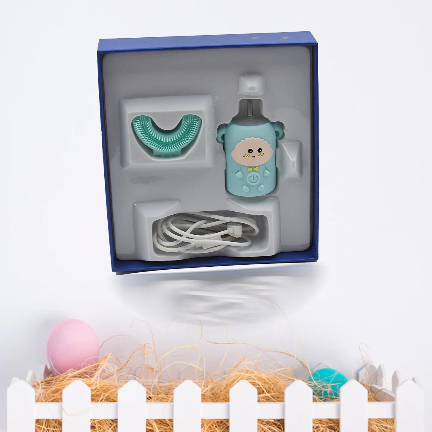 लाइट और म्यूजिक के साथ इलेक्ट्रिक टूथब्रश, बच्चों के लिए यू-आकार का 360° यूएसबी रिचार्जेबल प्लास्टिक स्वचालित टूथब्रश पोर्टेबल एडजस्टेबल क्लीनिंग व्हाइटनिंग टूथब्रश यूएसबी चार्जिंग फंक्शन के साथ प्लास्टिक + ABS बच्चों के लिए