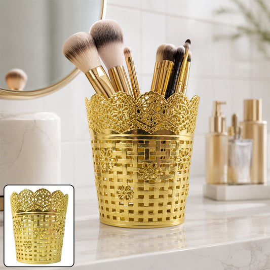 Makeup Brush Holder Metal Mesh Desk Organizer Stand for Vanity (1 Pc)