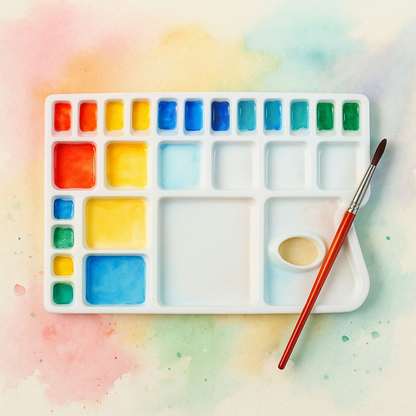 Khyati Colour Mixing Plate – Rectangle Big Artist Palette with Multiple Deep Wells