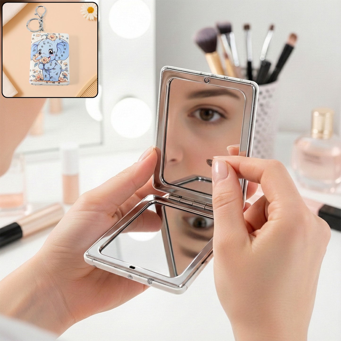 Foldable Mirror Keychain – (1 Pc)