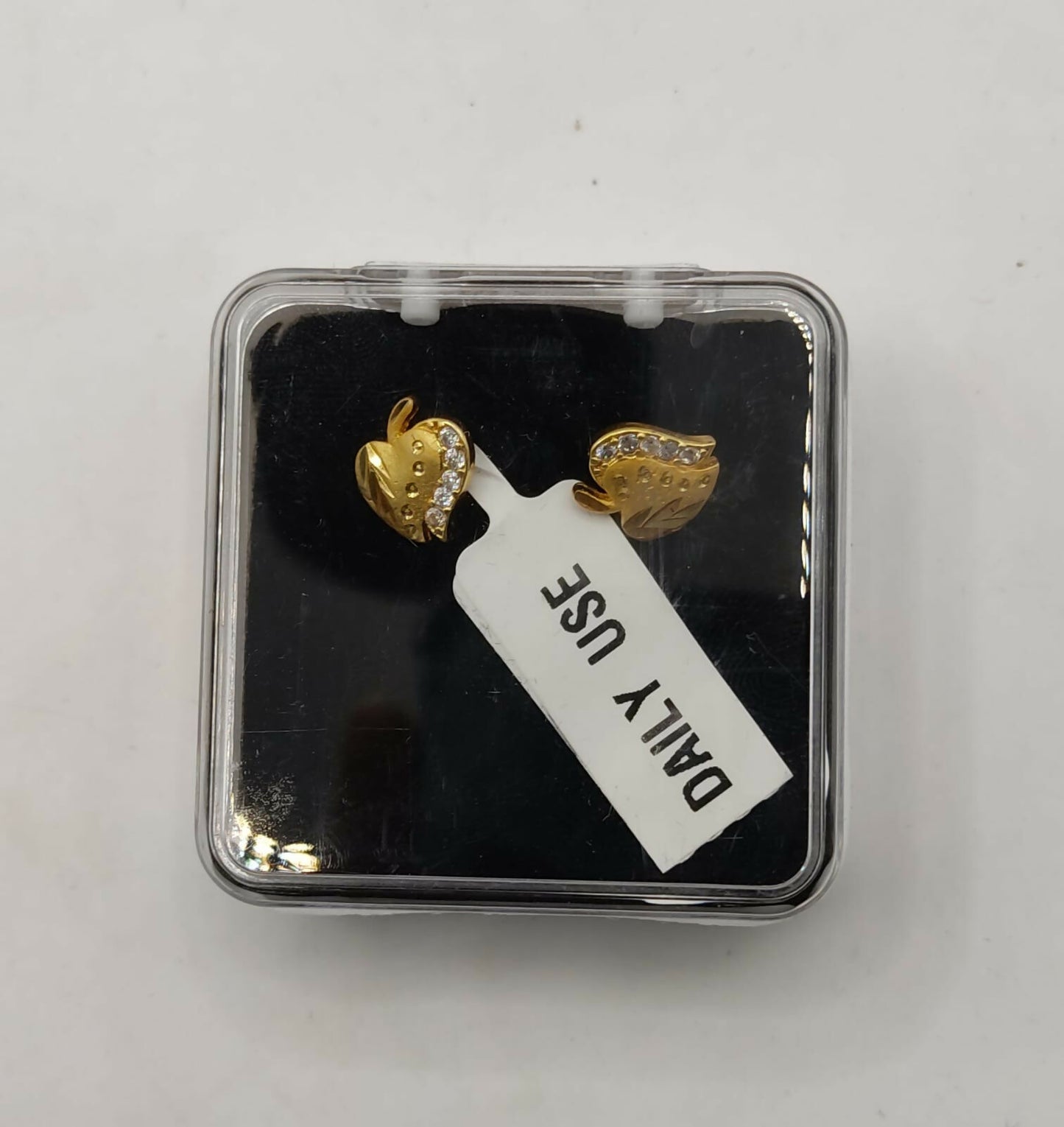 Gold Plated AD Heart Leaf Stud Earrings for women and girls