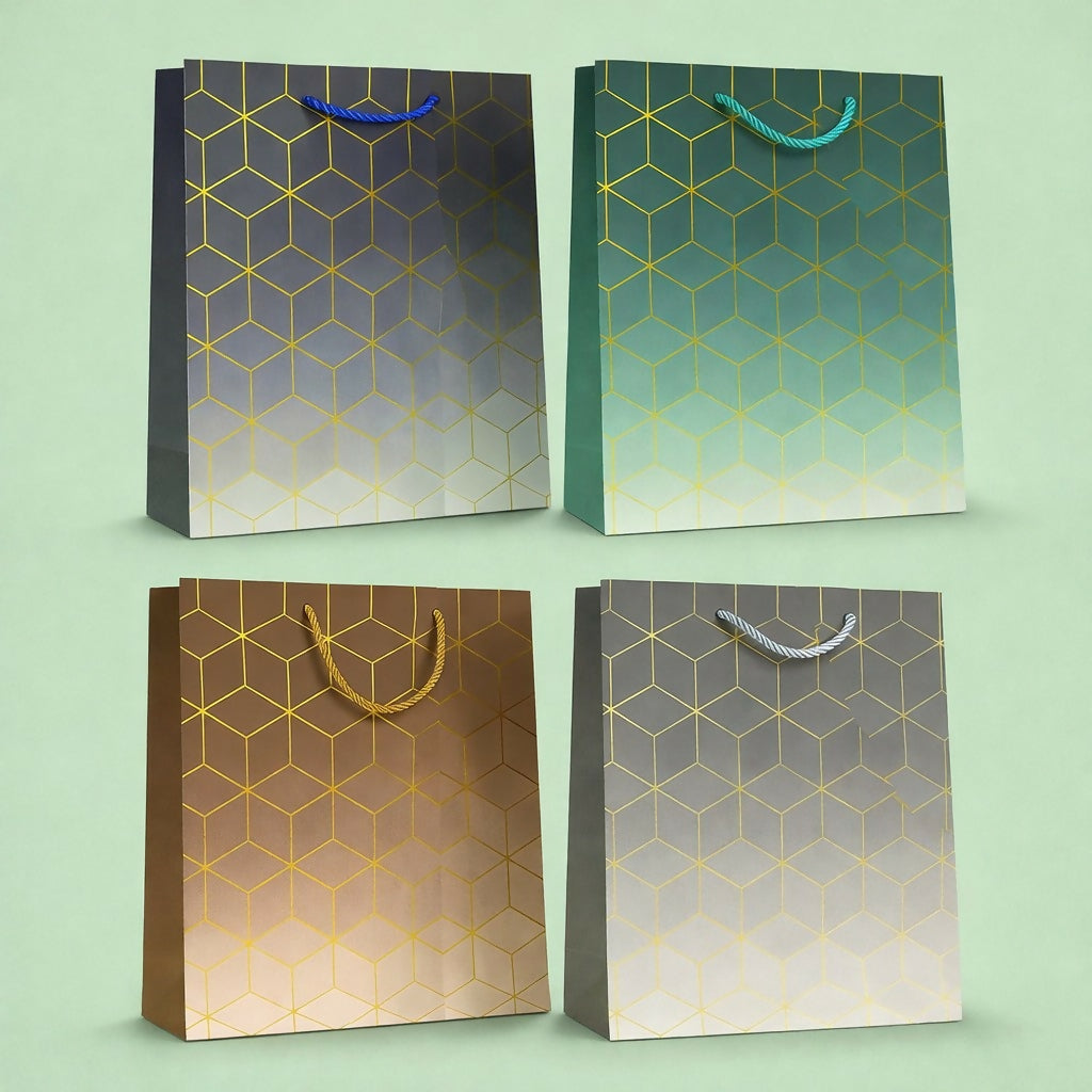 Premium Gift Bag with Handle Geometric Design Paper Carry Bag (1 PC)