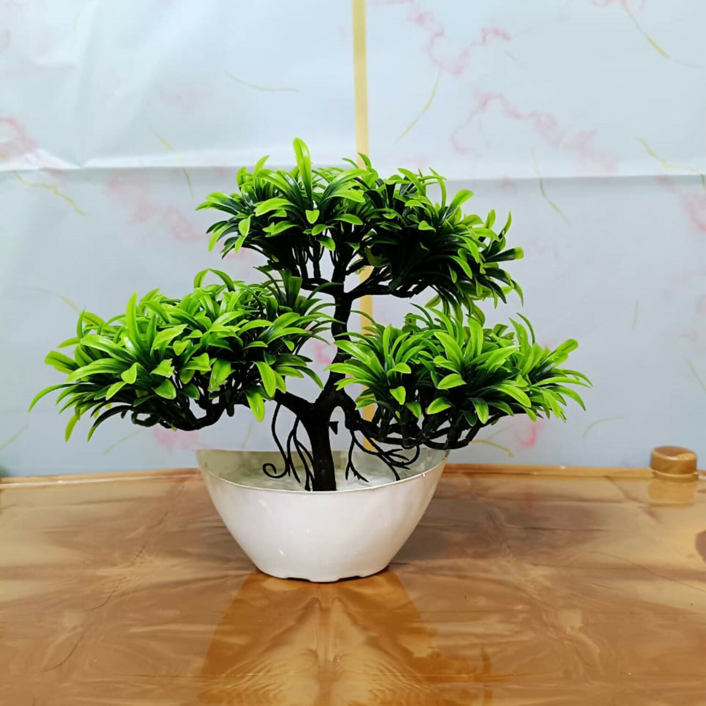 Artificial Bonsai Tree Plant in White Pot for Home, Office and Living Room Decor