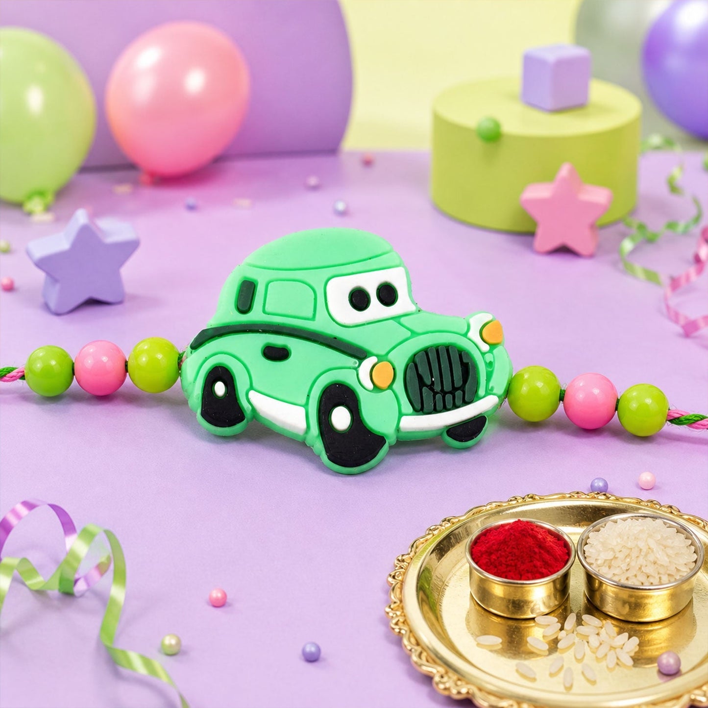 Kids Car Beaded Rakhi Fun Pattern Raksha Bandhan Gift (5pcs)