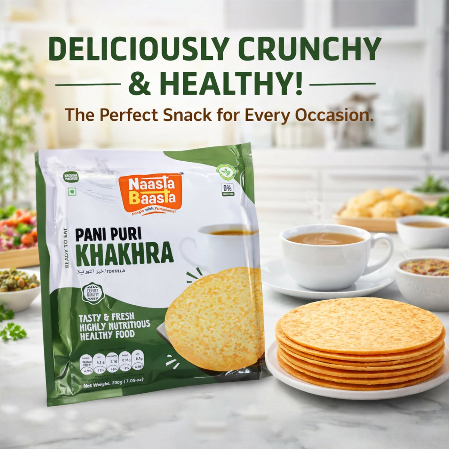 Naasta Baasta Pani Puri Khakhra -Tasty & Fresh Highly Nutritious Healthy Food (200gm)