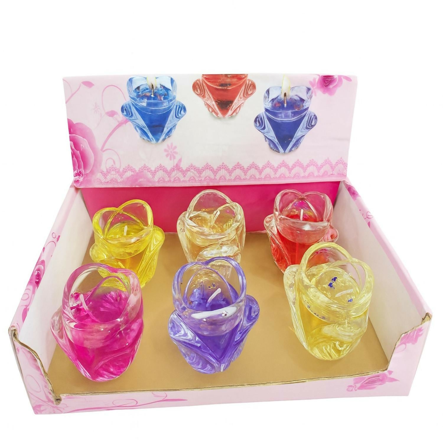 Set of 6 Decorative Glass Jar Candles with Multicolor Wax and Star Glitter – Tealight Style Scented Candles for Home Décor, Festivals, Diwali, Pooja, Parties, Weddings & Gifting