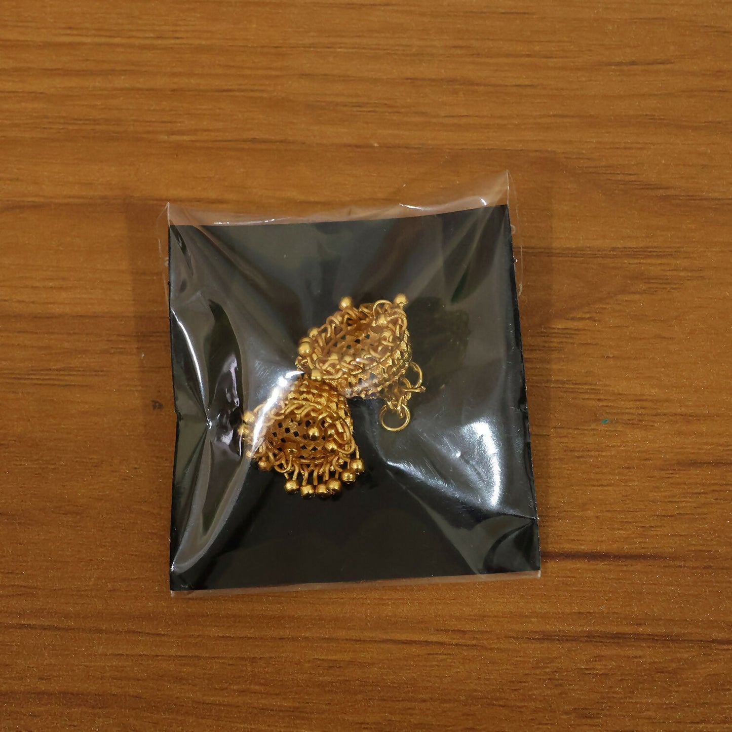 Classic Gold-Plated Jhumka with Layered Dome and Bead Detailing