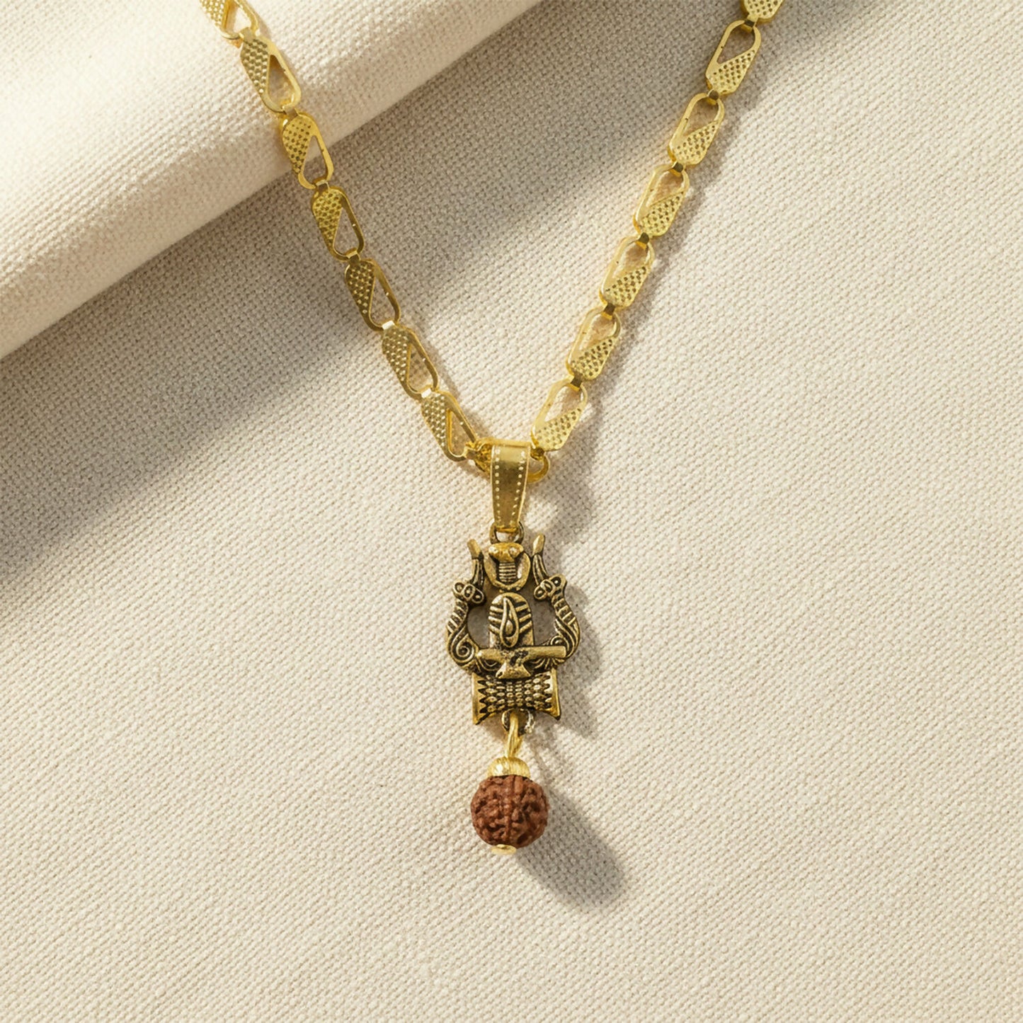 Trishul Shivling Chain Pendant Rudraksha Drop