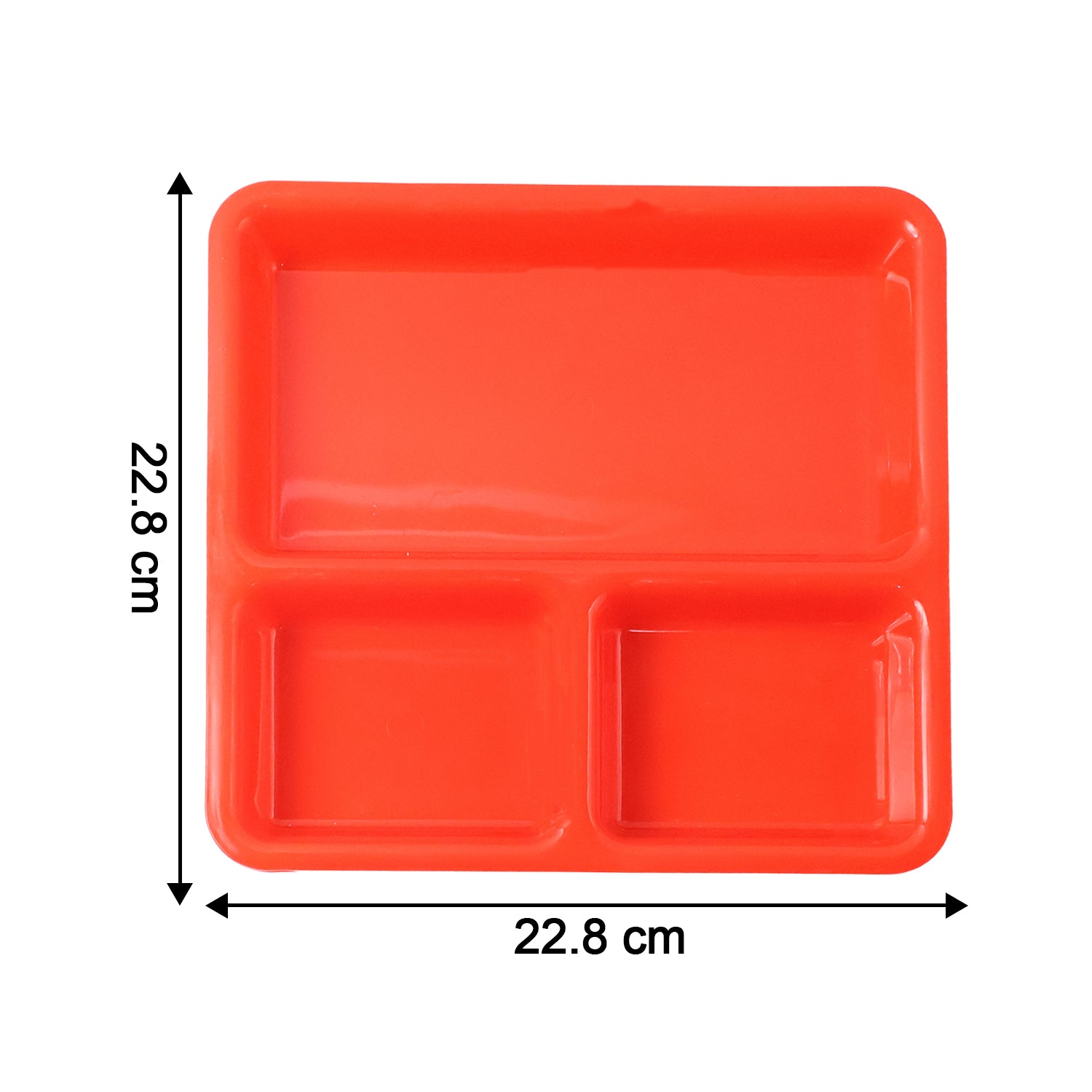 Plastic 3-Compartment Rectangular Meal Serving Tray / Plates (1 Pc)