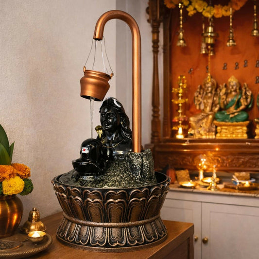 Lord Shiv Tabletop Water Fountain for Home Temple & Living Room Decor