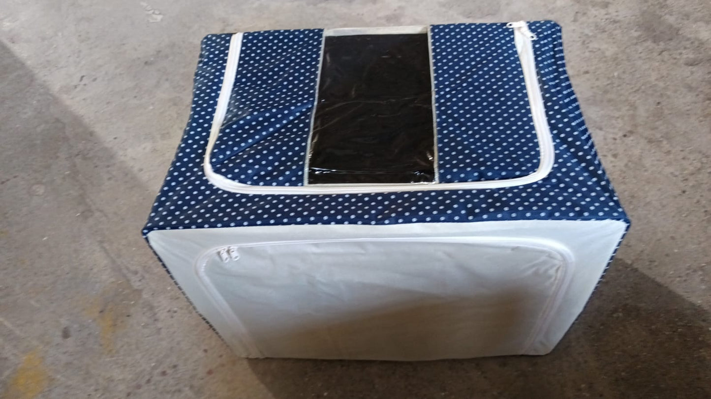 Foldable Steel Frame Clothes Living Storage Organizer Handled Bag 60cm X 43cm X 32cm (Mix Color)