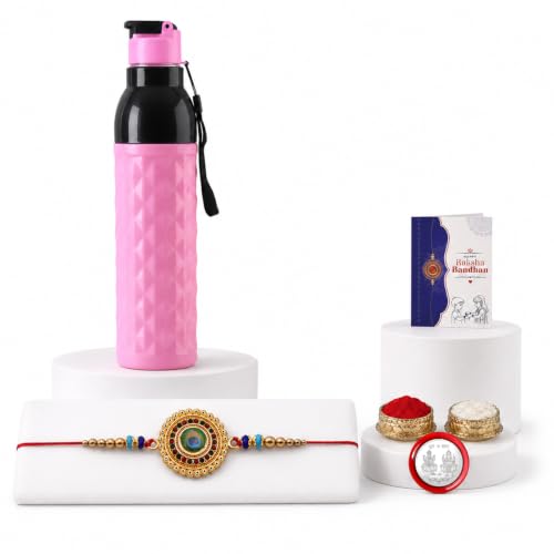 Rakhi for Brother with Water Bottle-1000ml - Raksha Bandhan Gift Set, Pack of 5