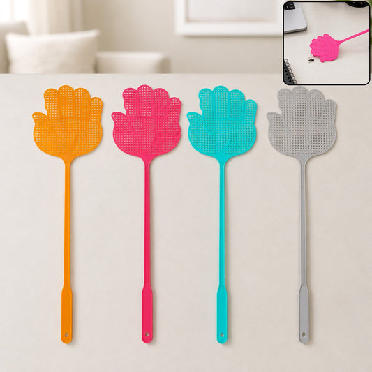 Long Handle Plastic Fly Swatter Set for Home and Kitchen (4 Pc)