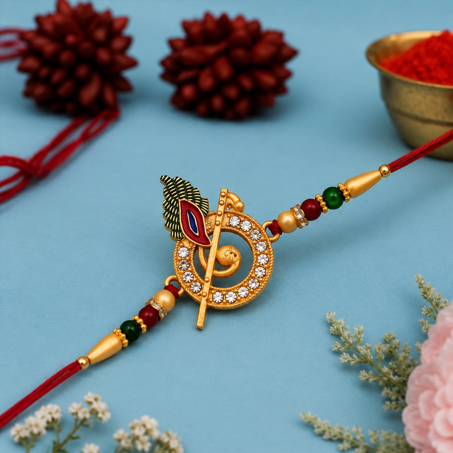 Krishna Flute Rakhi Set with Choco Magic, Pack of 3