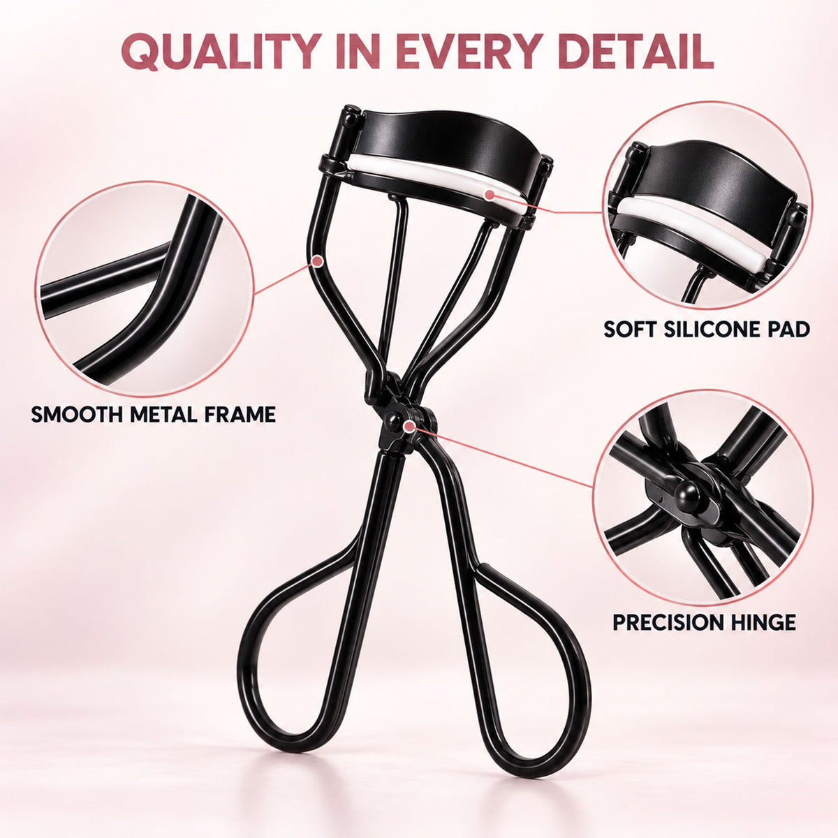 Eyelash Curler with Silicone Pad and Spray Bottle for Makeup Care (1 Set)