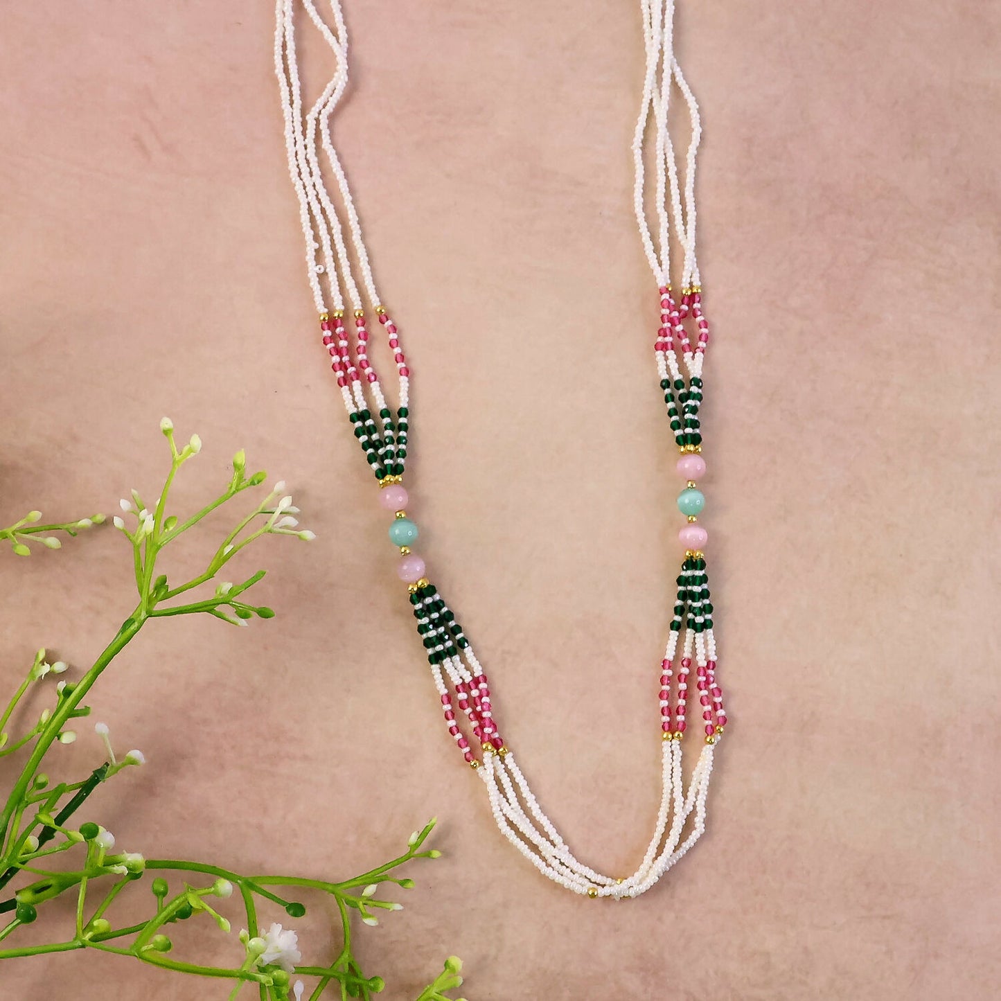 Elegant Handmade Multicolor Beaded Mala Necklace for Women Stylish Wear
