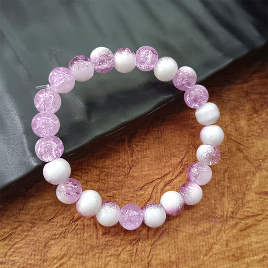 Crystal Crackle Glass Beads Stretch Bracelet