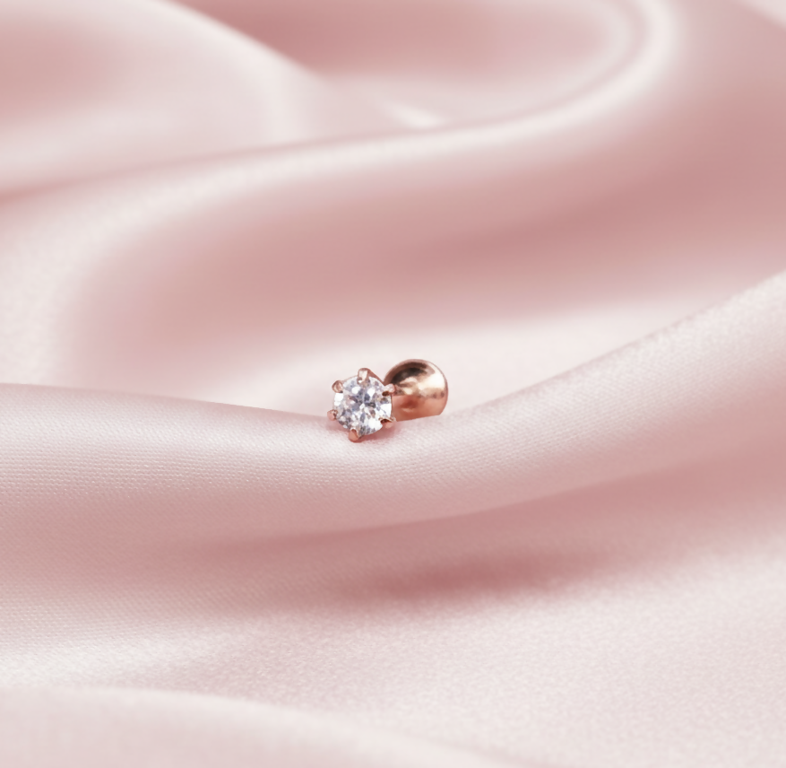 Rose Gold Flat Back AD Labret Stud earing for women and girls