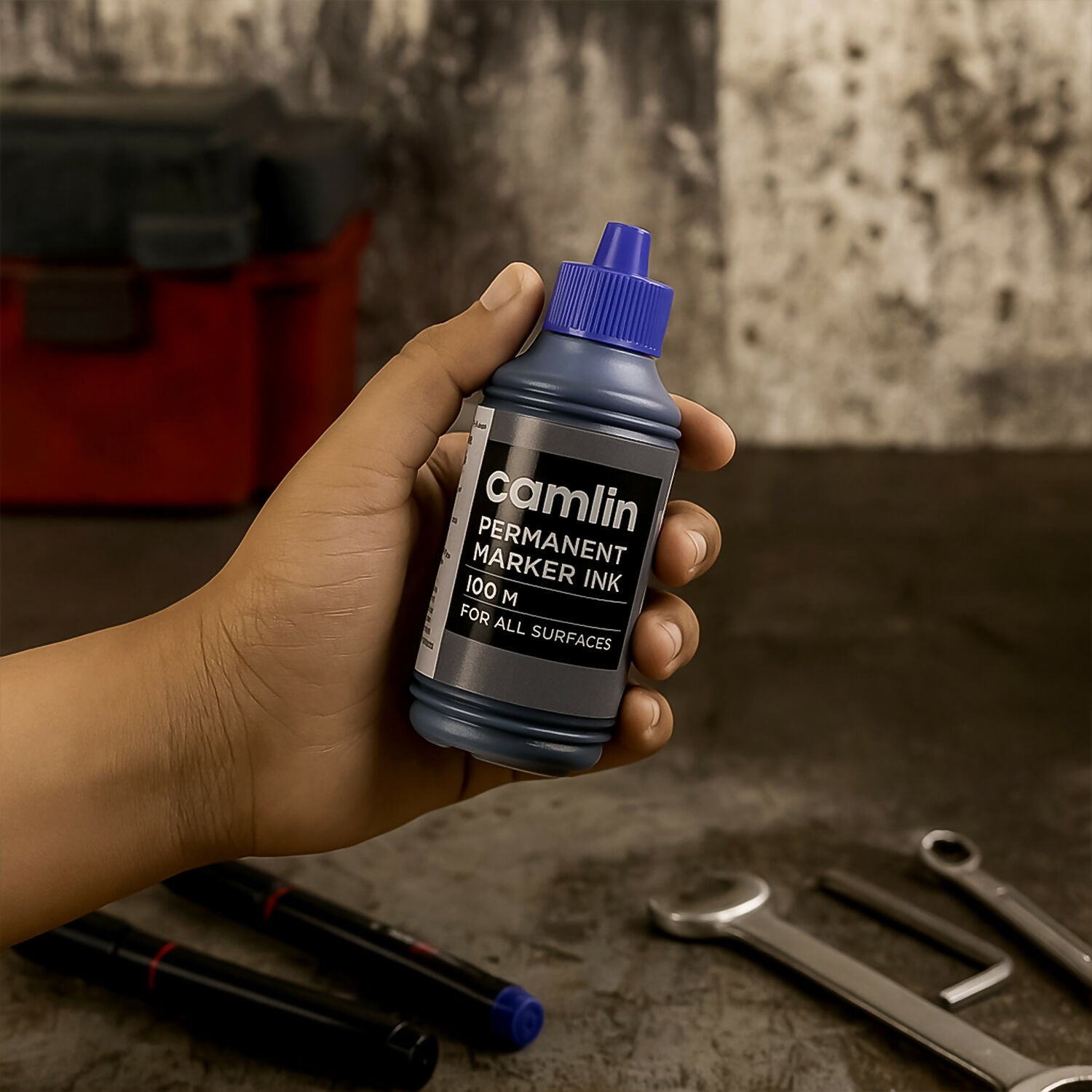 Camlin Permanent Marker Ink – 100 ml Blue Refill Bottle for Multi-Surface Writing
