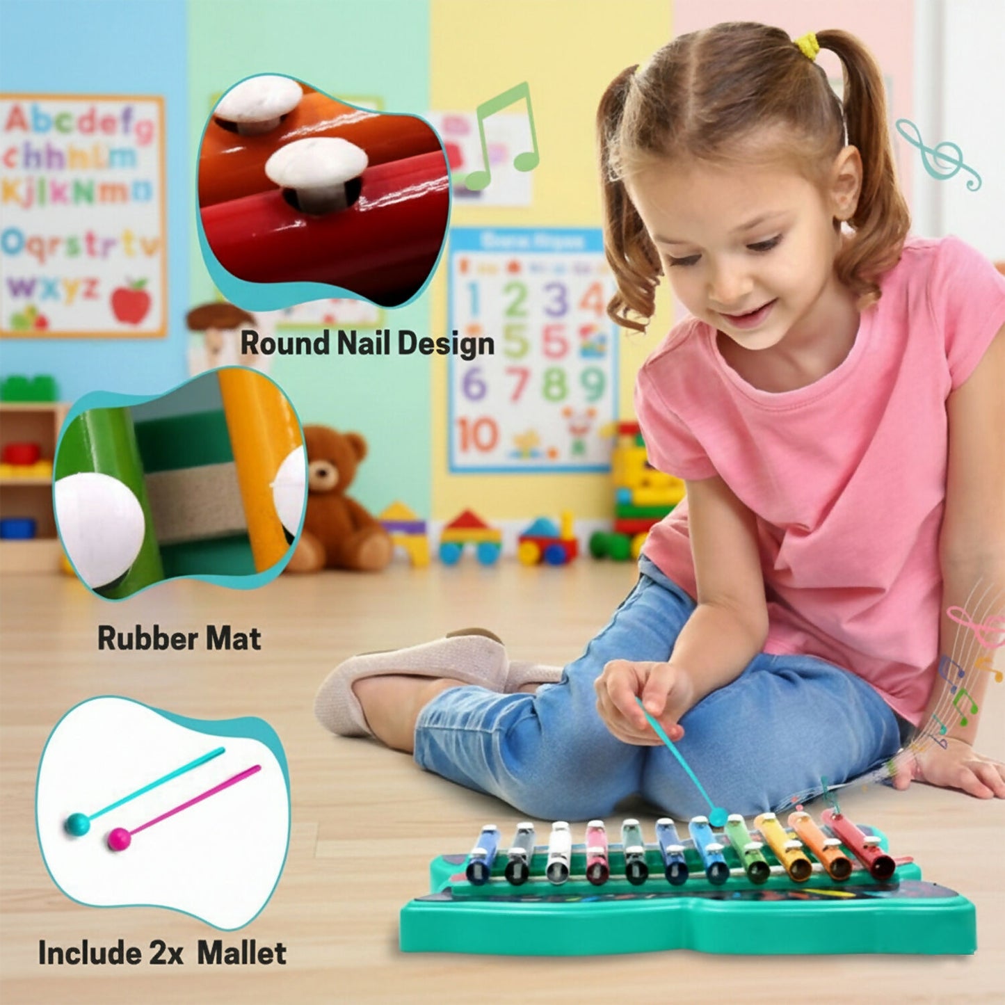 Butterfly Xylophone – Colorful 12-Tone Learning Toy with Dual Mallets