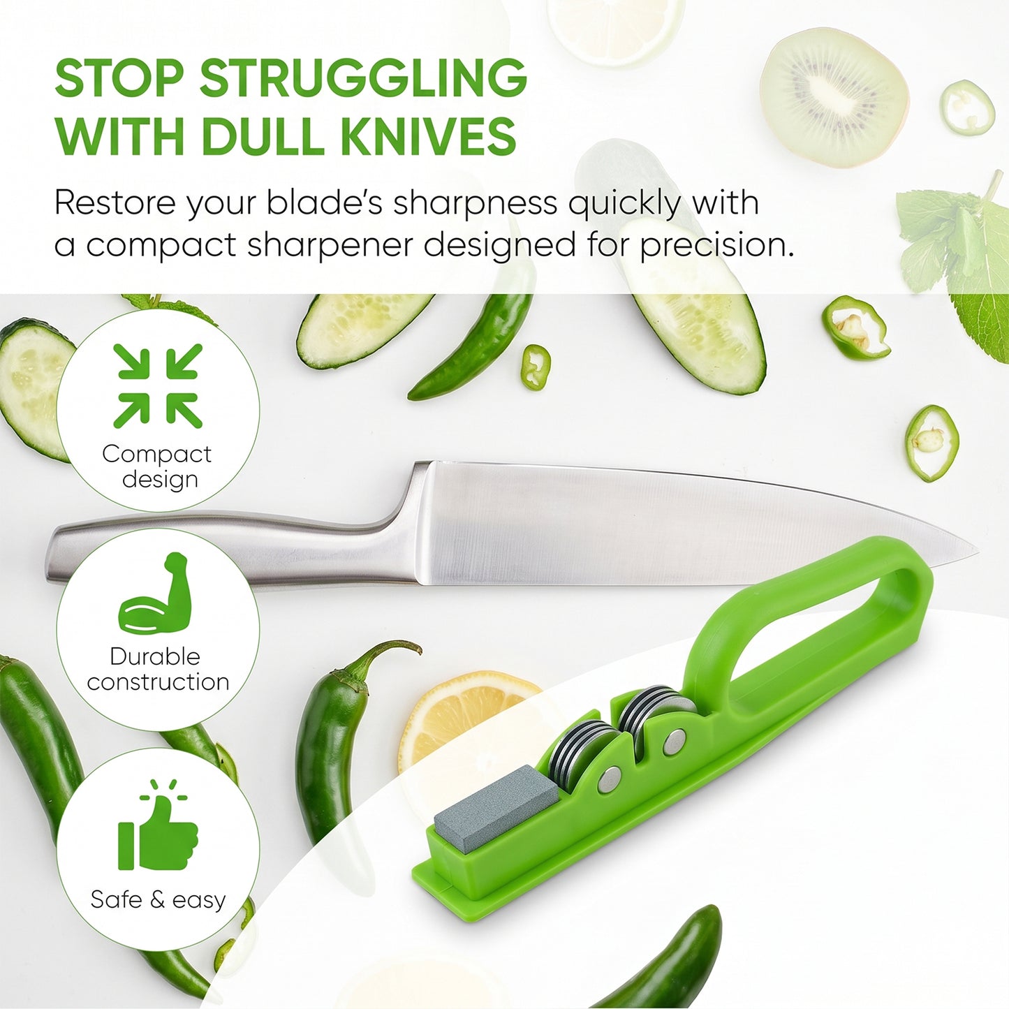 Handheld Knife Sharpener with Grip Handle, Manual Blade Sharpening Tool (1 Pc)
