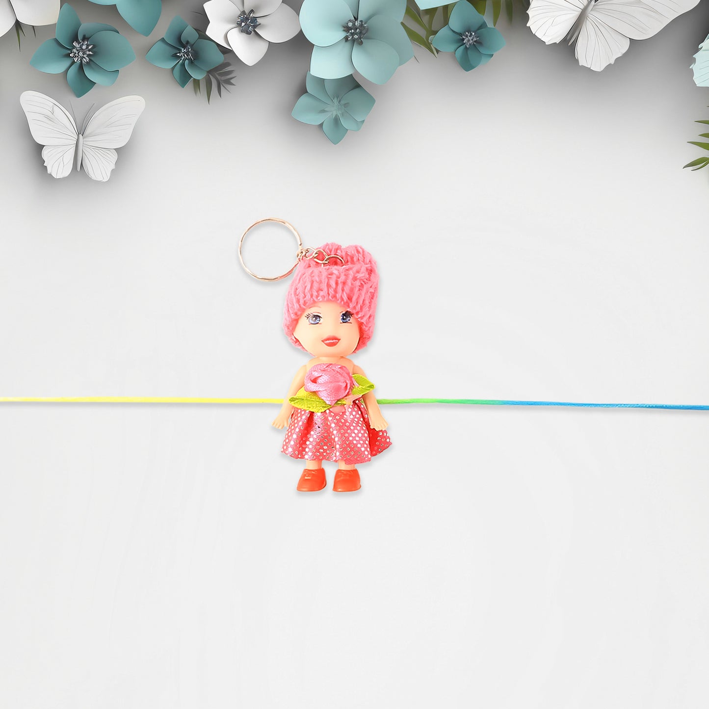 Multifunction Doll Rakhi for Kids – Cute Soft Toy Rakhi with Keychain Use – Decorative Fancy Rakhi cum Keyring for Boys & Girls
