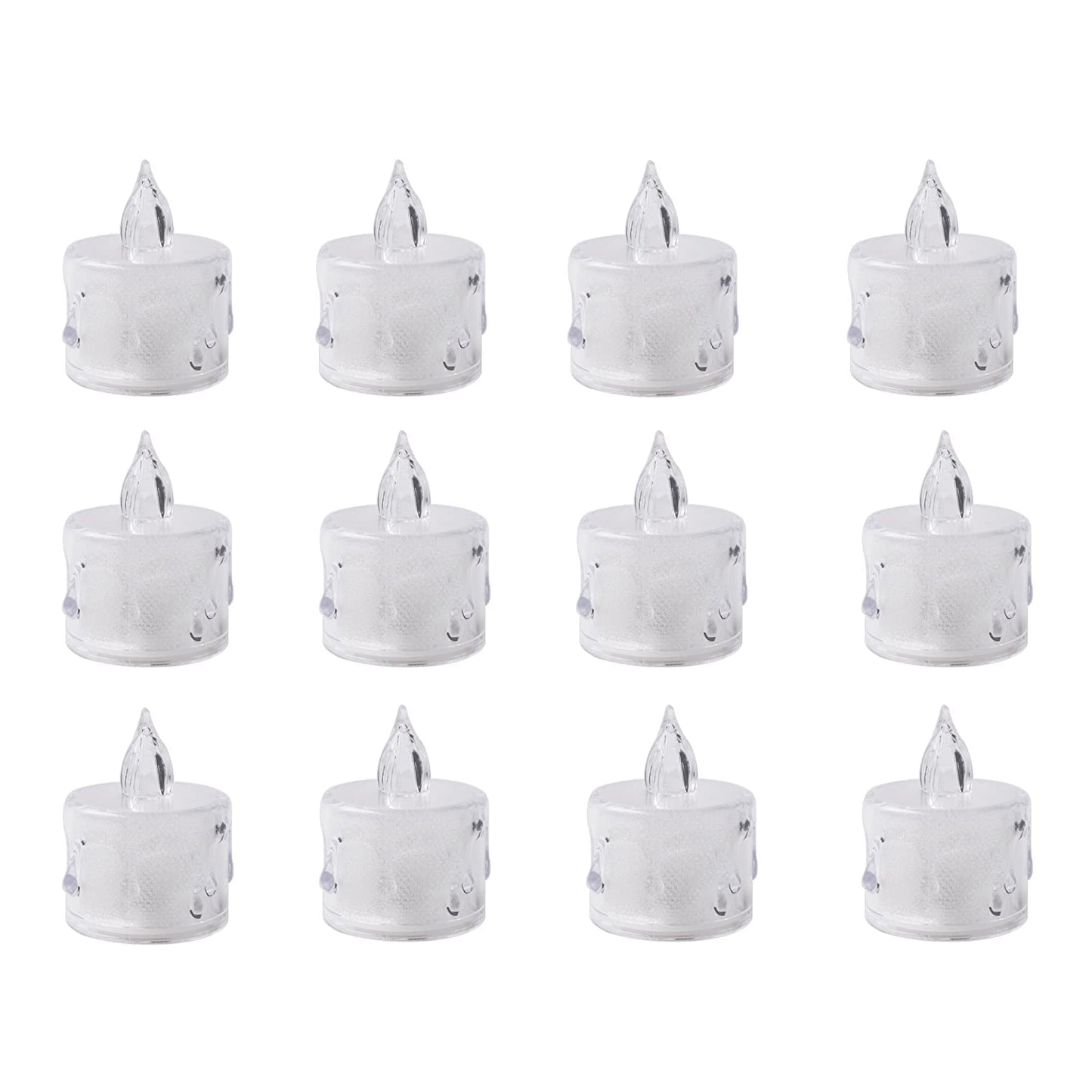 24 Pcs Flameless and Smokeless Decorative Acrylic Candles Transparent Led Tea Light Candle for Gifting, House, Diwali, Christmas, Festival, Events Decor Candles, Diwali