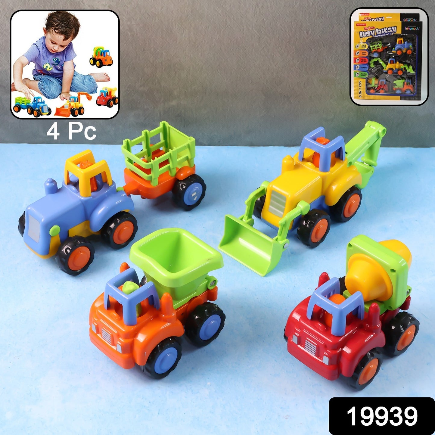 Funwoods Construction Vehicle Toy Set for Kids – (4 Pc)