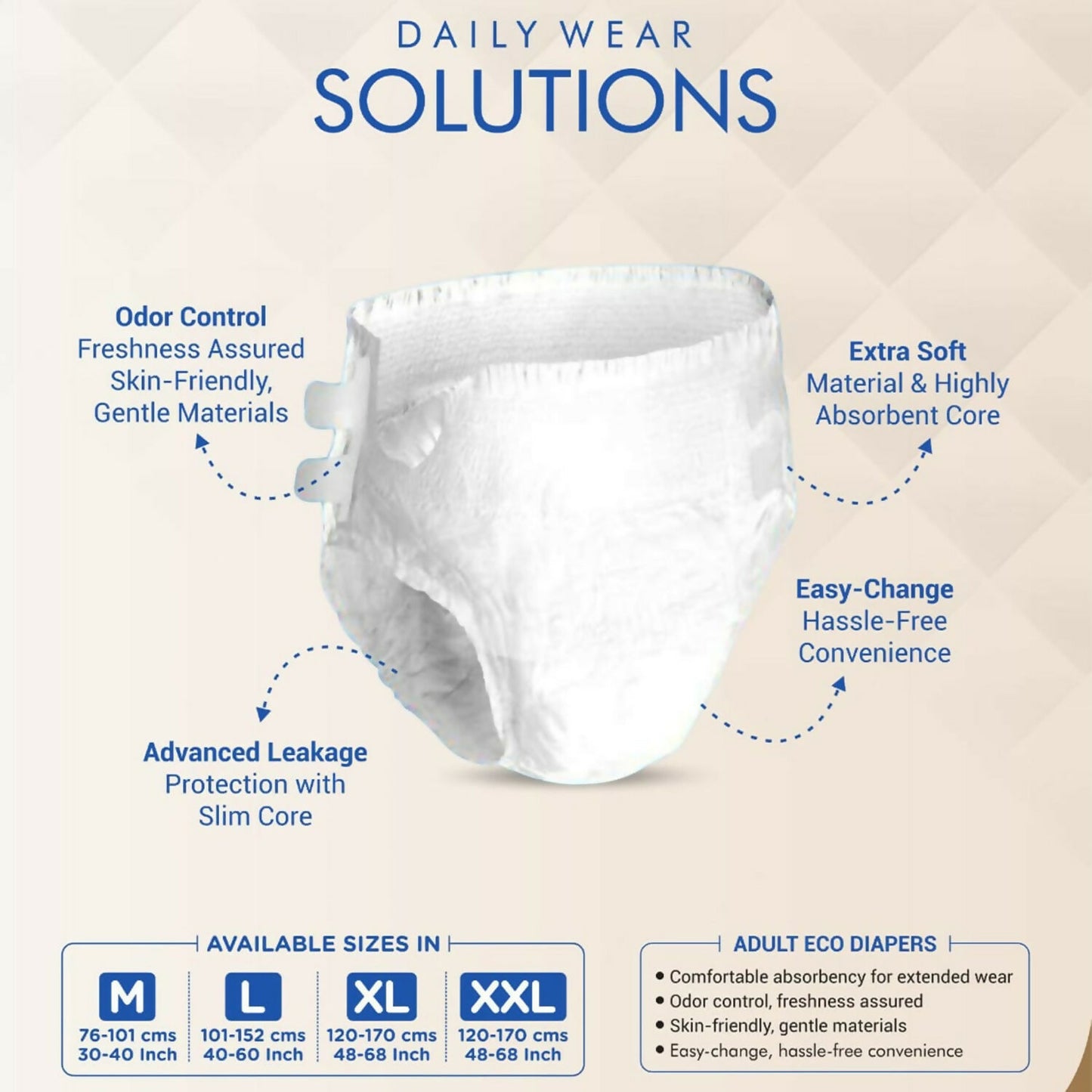 Antibacterial adult diaper pants close-up
