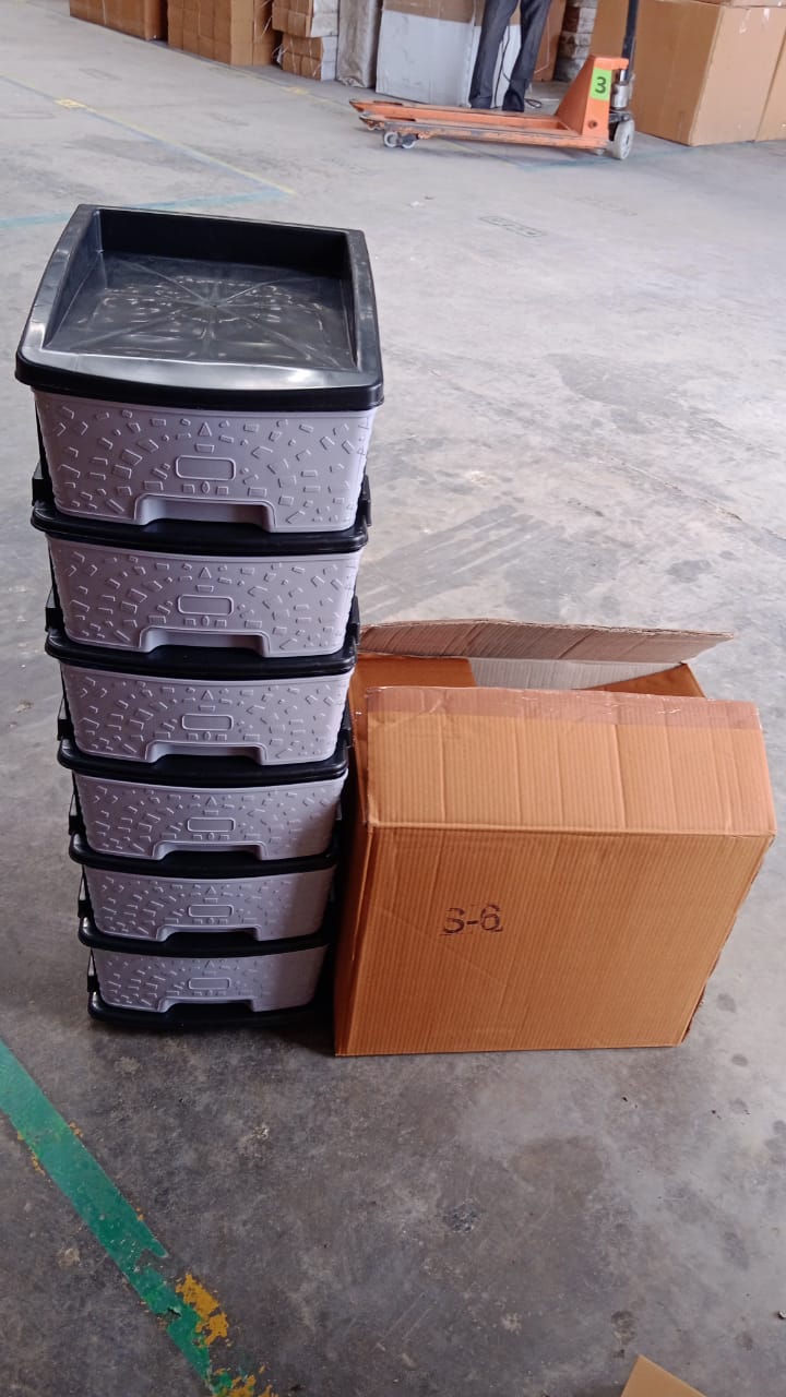 6-Layer Heavy-Duty Plastic Drawer Organizer Cabinet with Stone Texture Drawers