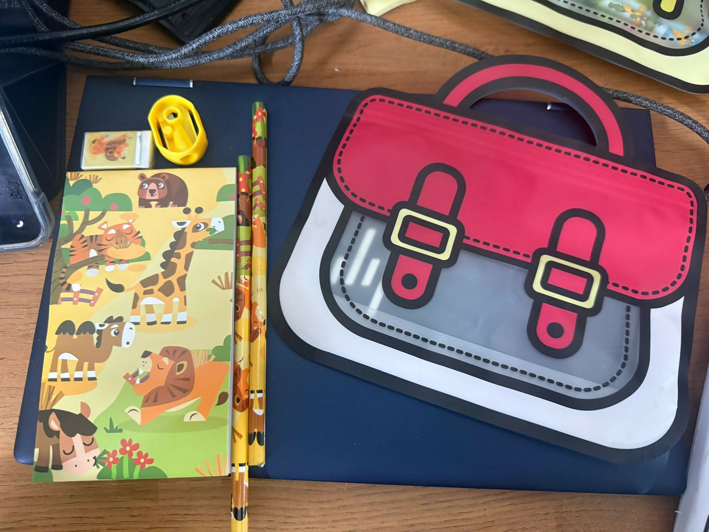 Animal Theme Kids Stationery Set with Notebook, Pencils & Carry Pouch