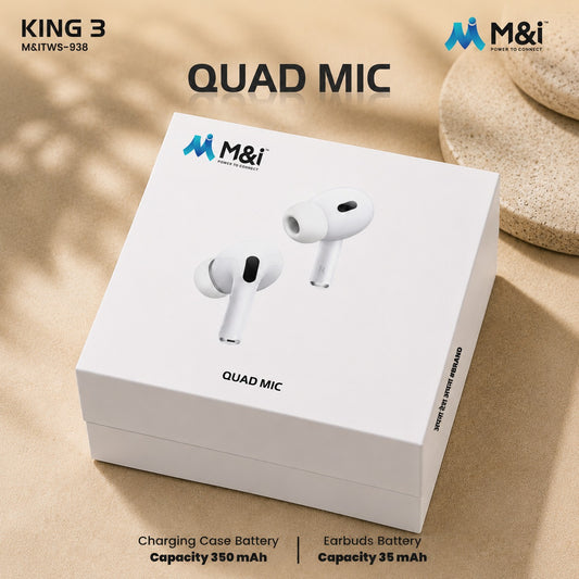 Wireless Bluetooth Earbuds – Immersive Stereo Sound with Quad Mic